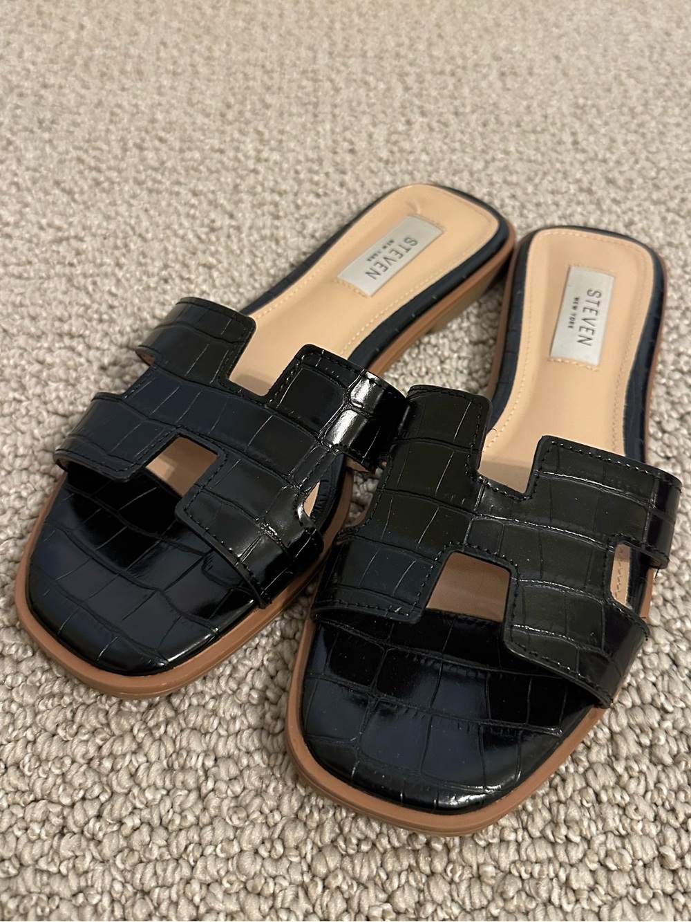 Steve Madden Black Slide Sandals